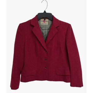 Vintage Munrospun Women's Bright Red 100% Virgin Pure Wool Tweed Blazer Size S/M